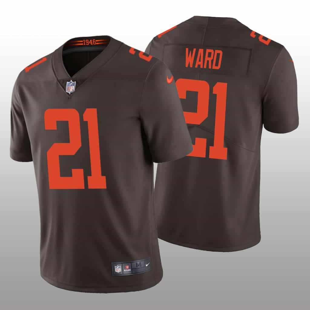 Men Cleveland Browns #21 Denzel Ward Nike Brown Alternate Game NFL Jersey